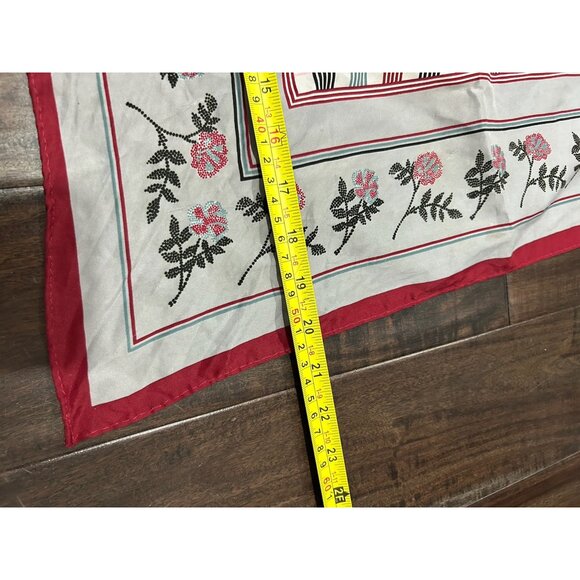 Vintage Dotted Floral Plaid Square Scarf 20"x20" Shawl Wrap Lightweight Boho - Picture 5 of 7